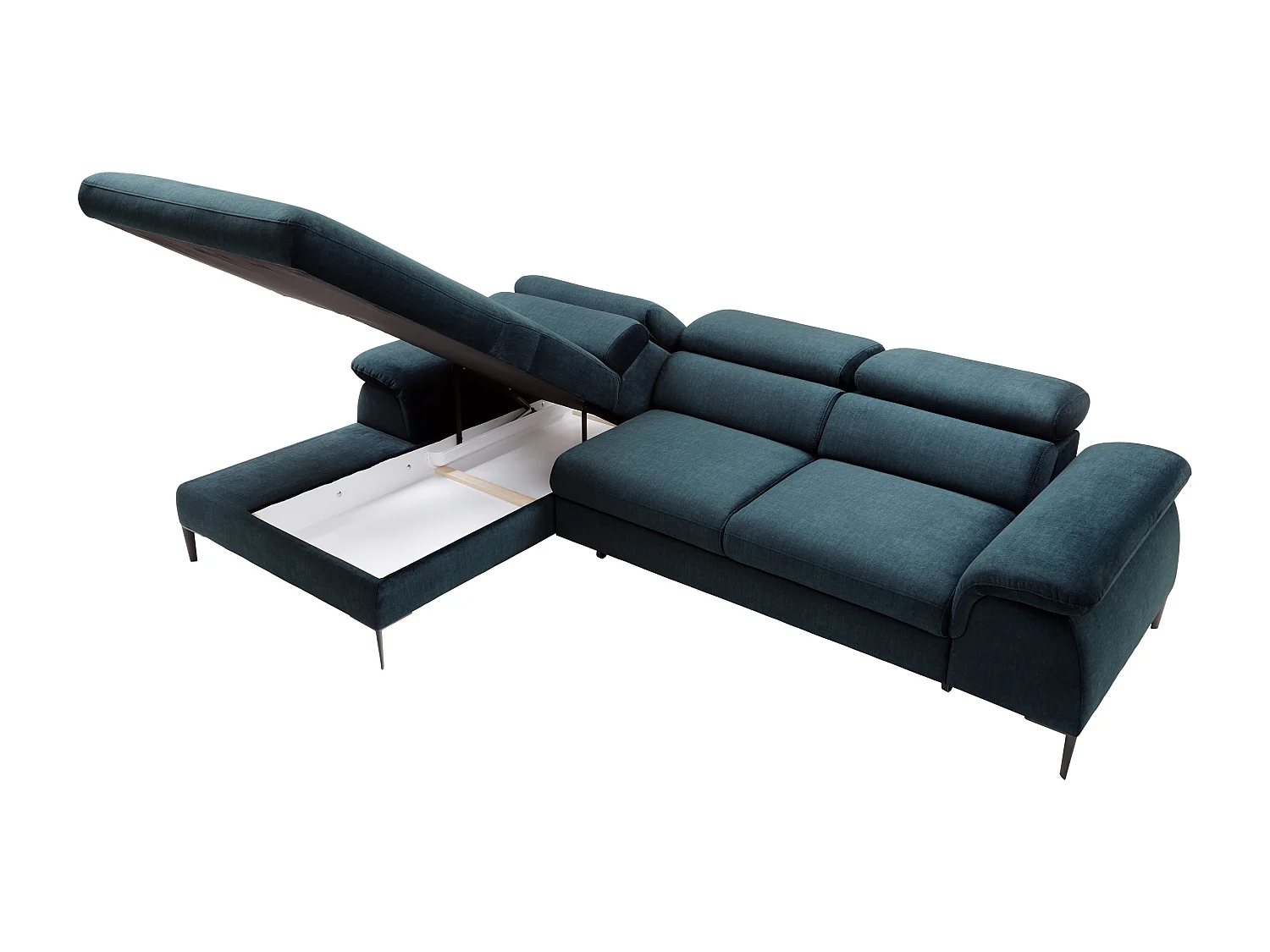 Ecksofa mit Schlaffunktion - Ecke links - Samt - Dunkelblau - SEPINA von PASCAL MORABITO