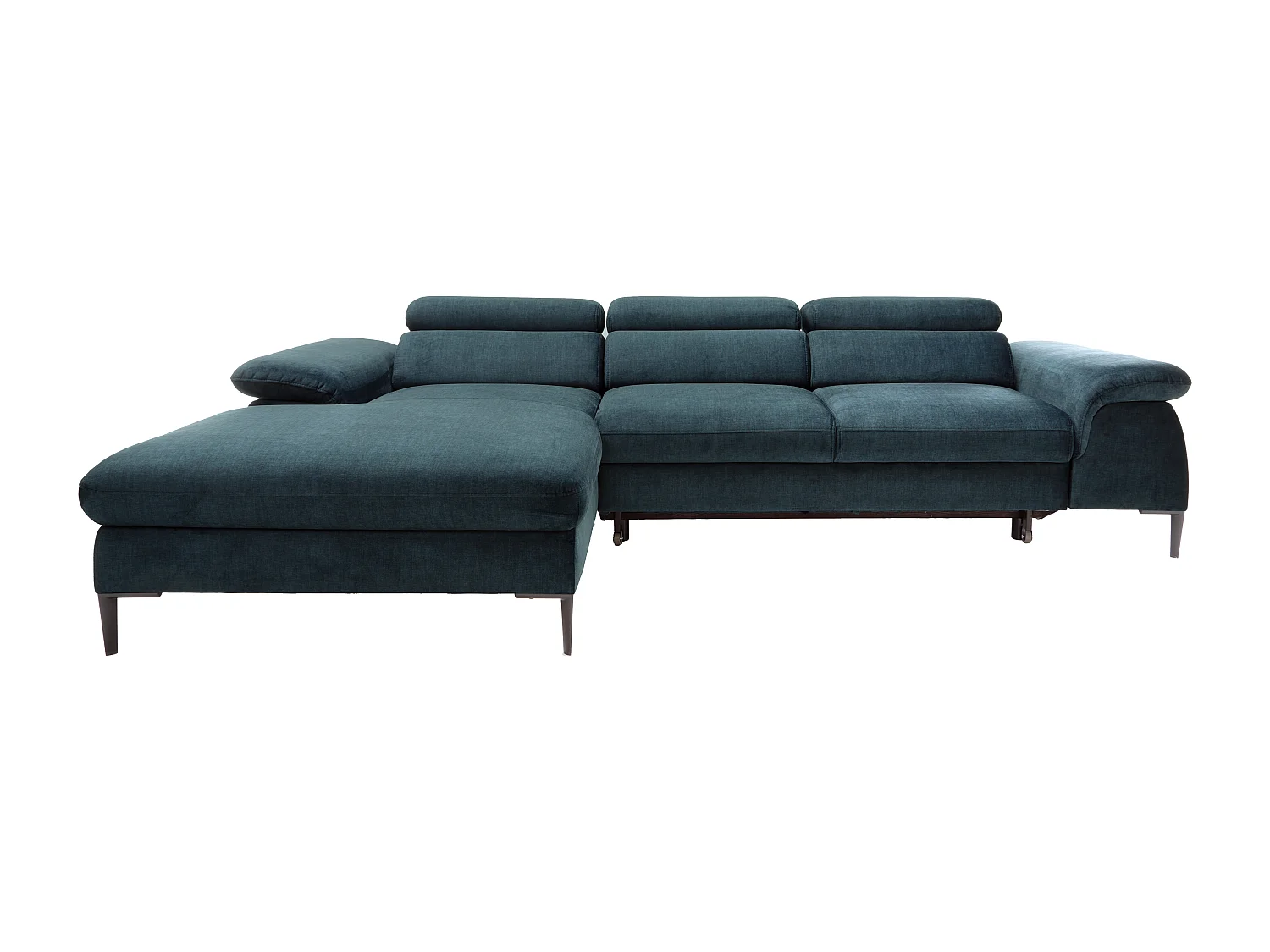 Ecksofa mit Schlaffunktion - Ecke links - Samt - Dunkelblau - SEPINA von PASCAL MORABITO