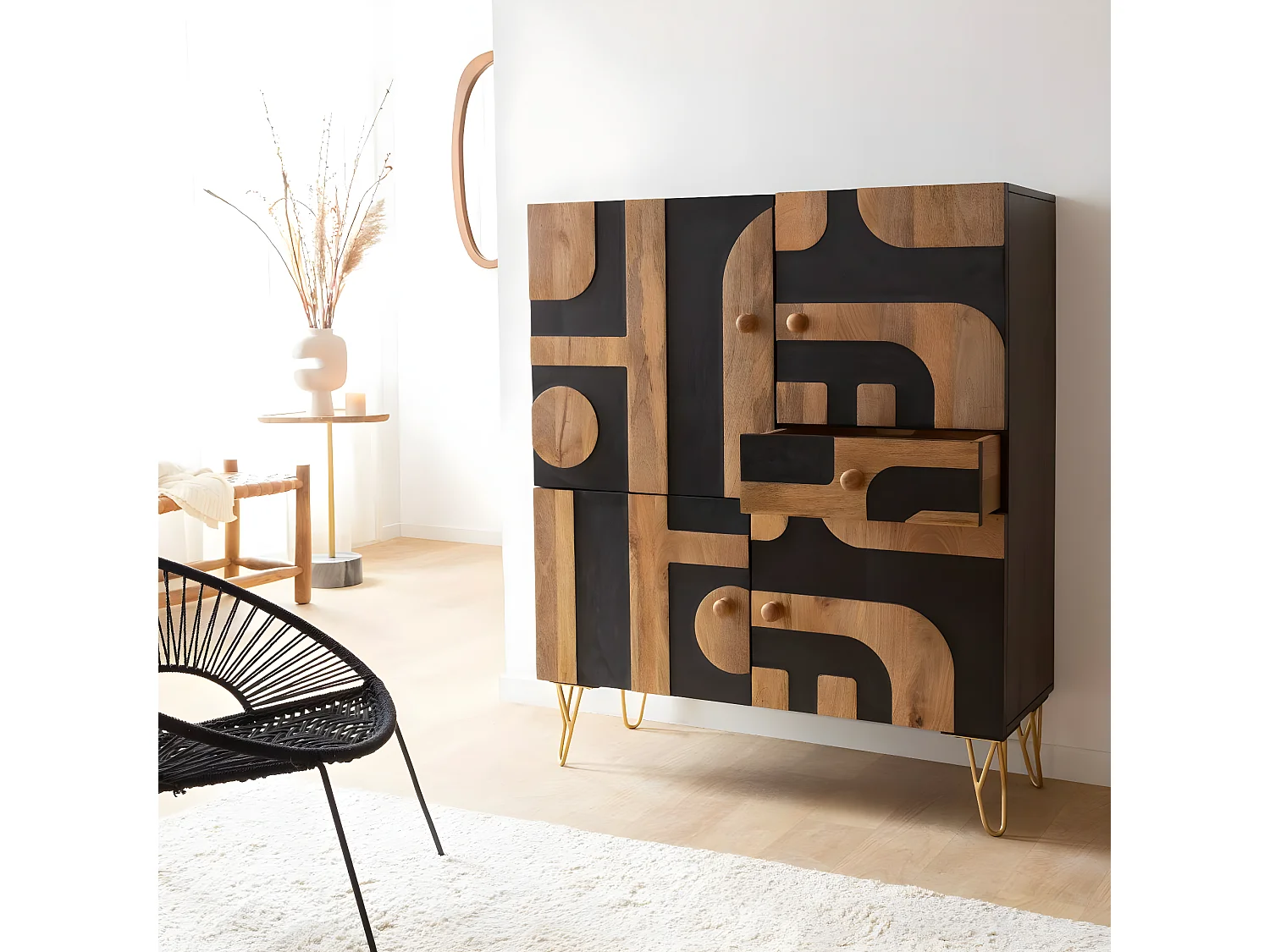 Buffet en bois de manguier et métal Colombine