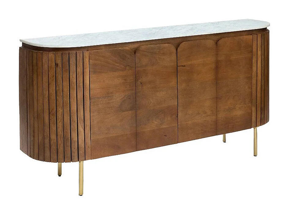 Bufé redondo de madera de mango y mármol Siena - Mueble elegante y moderno para tu interior