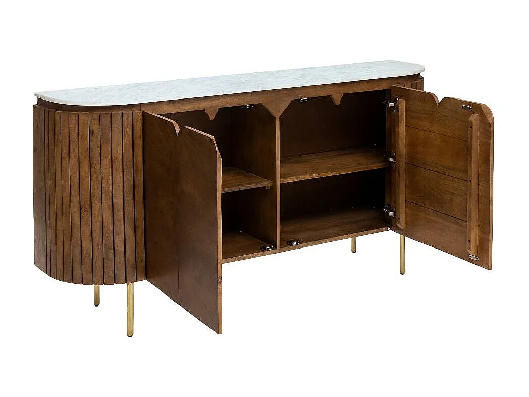 Bufé redondo de madera de mango y mármol Siena - Mueble elegante y moderno para tu interior