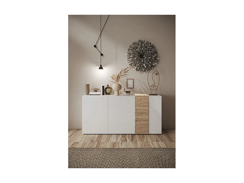 Buffet 3 portes VENUS blanc laqué brillant-Kadiz 181 cm