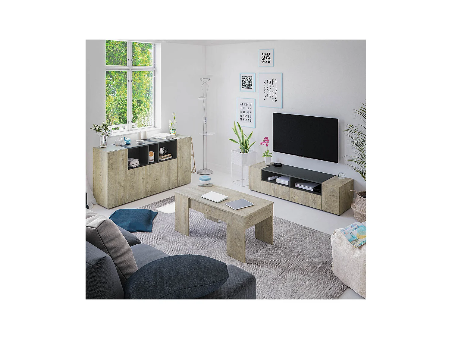 Buffetkast met 3 deuren en 3 niches - L150 cm - Tamiko