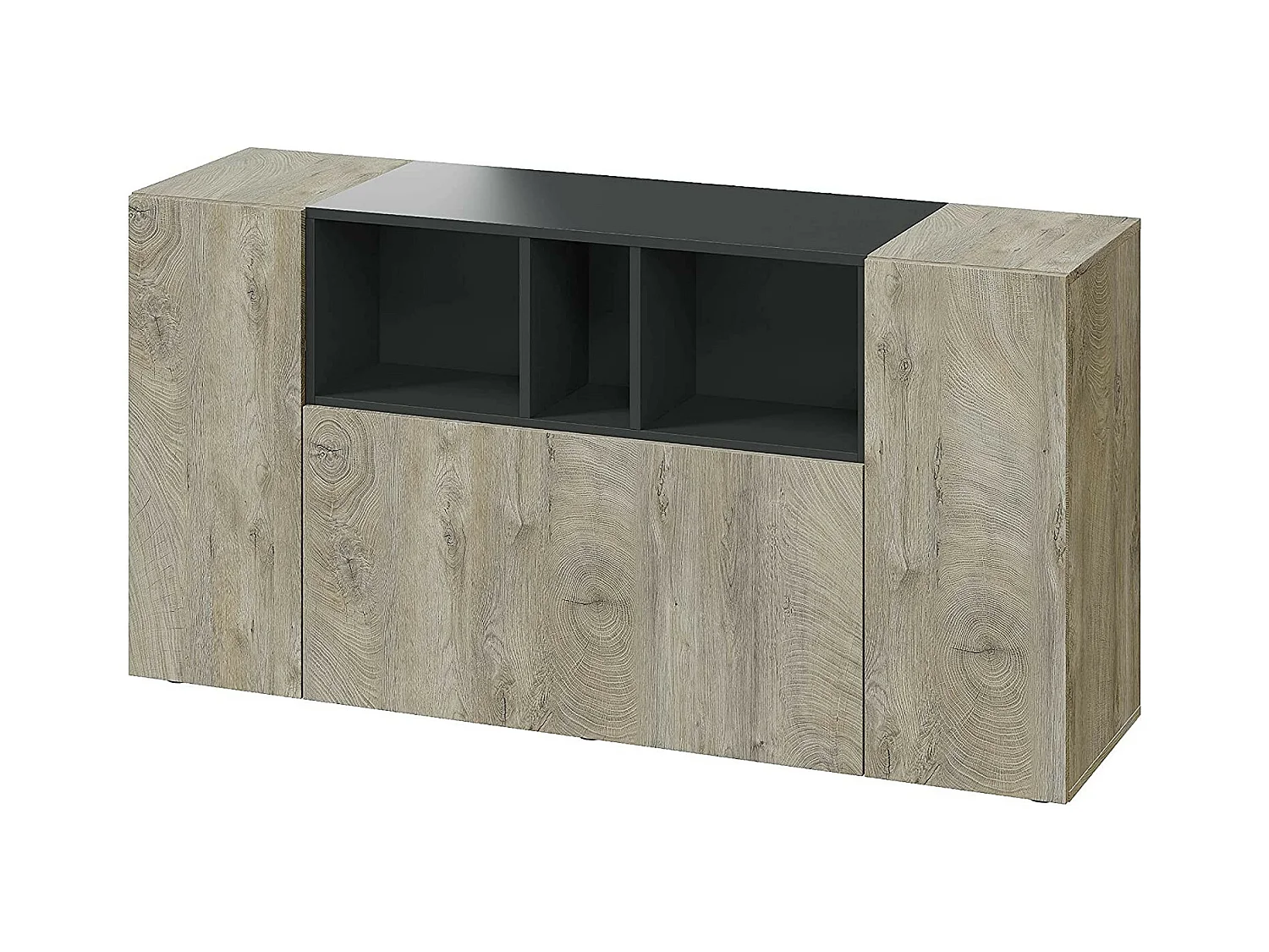 Buffet 3 Portes dont 1 battante et 3 Niches Tamiko - L150 cm
