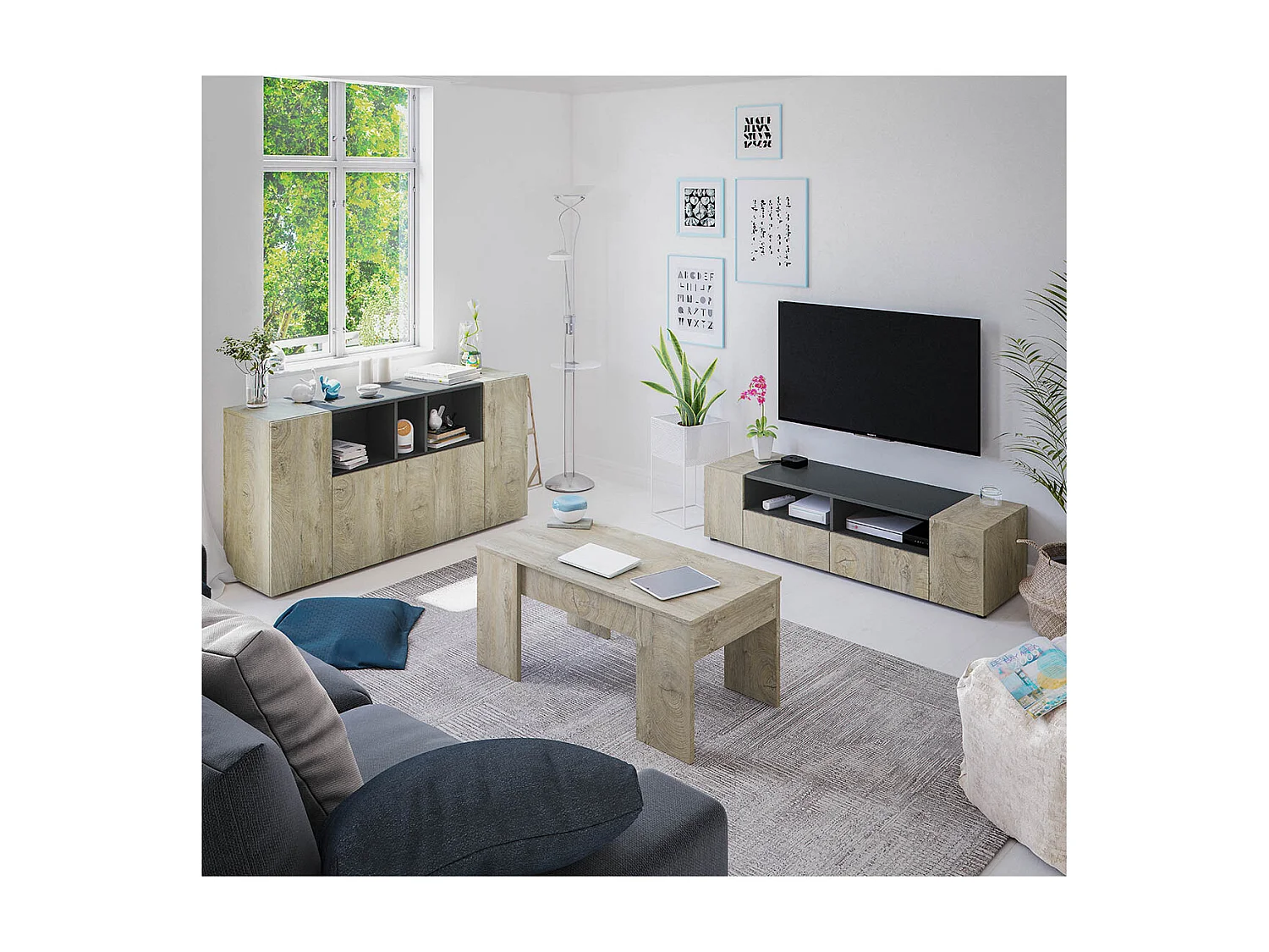 Buffet con 3 porte e 3 scomparti - L150 cm - Tamiko