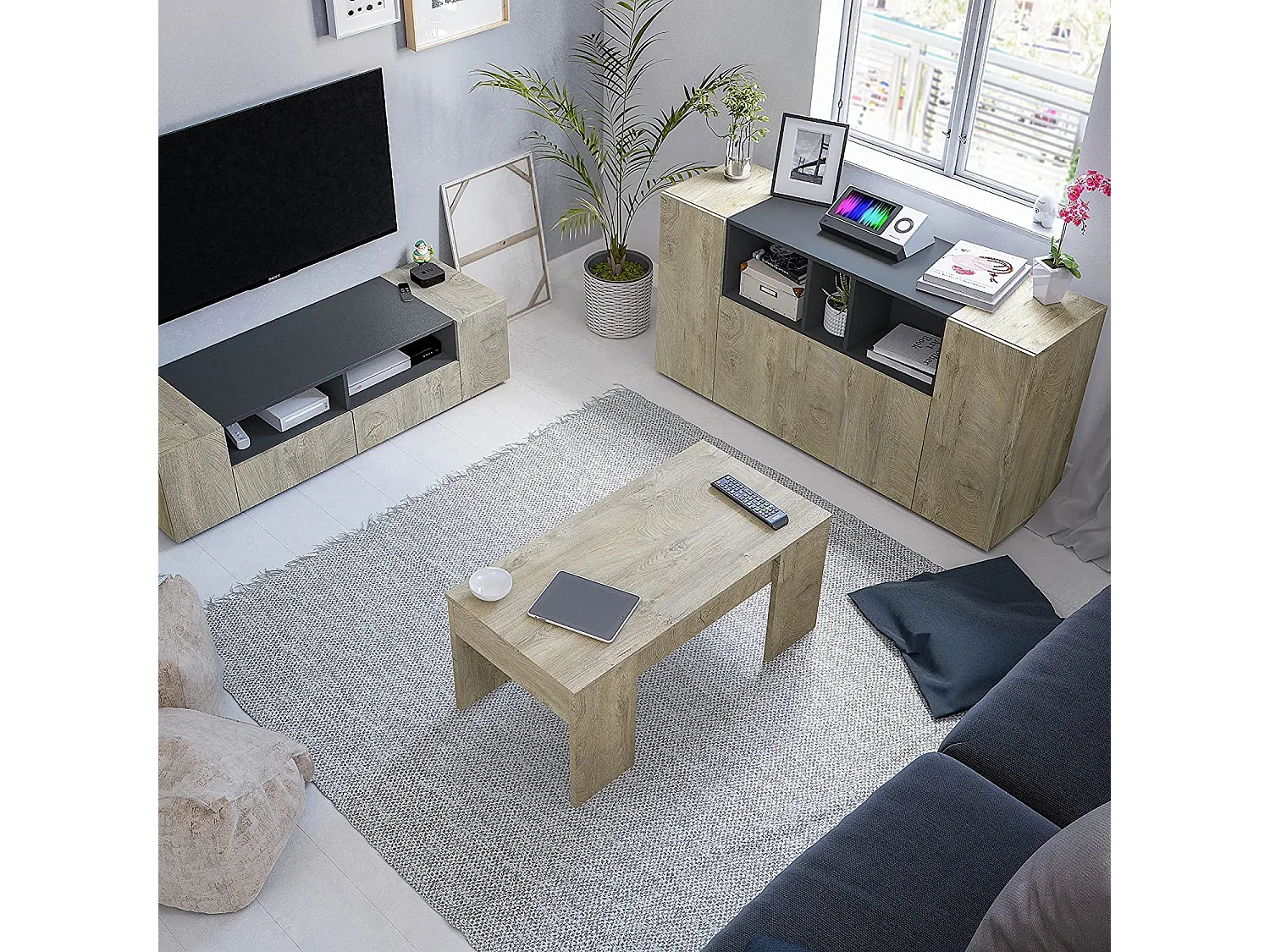 Sideboard mit 3 Türen, davon 1 Flügeltür und 3 Nischen Tamiko - L150cm