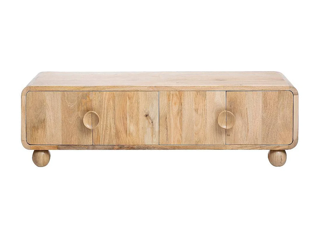 Mueble de TV de madera de mango Horta con almacenamiento - Diseño contemporáneo