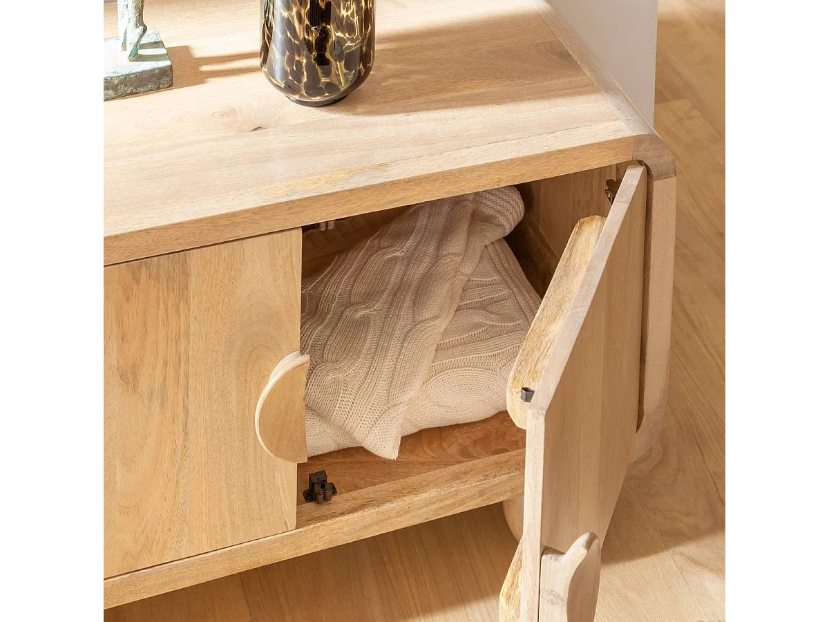 Mueble de TV de madera de mango Horta con almacenamiento - Diseño contemporáneo