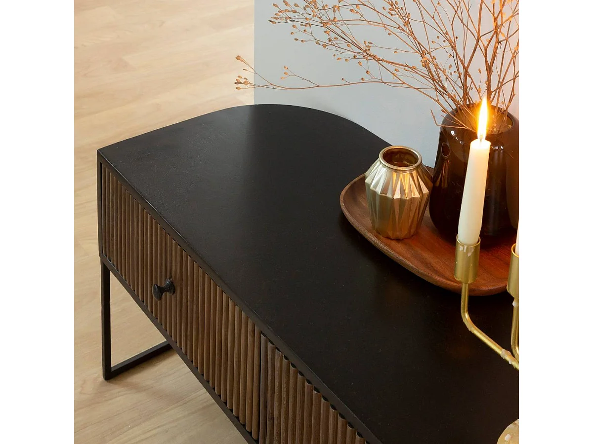 Mueble de TV redondeado de madera de mango con almacenamiento