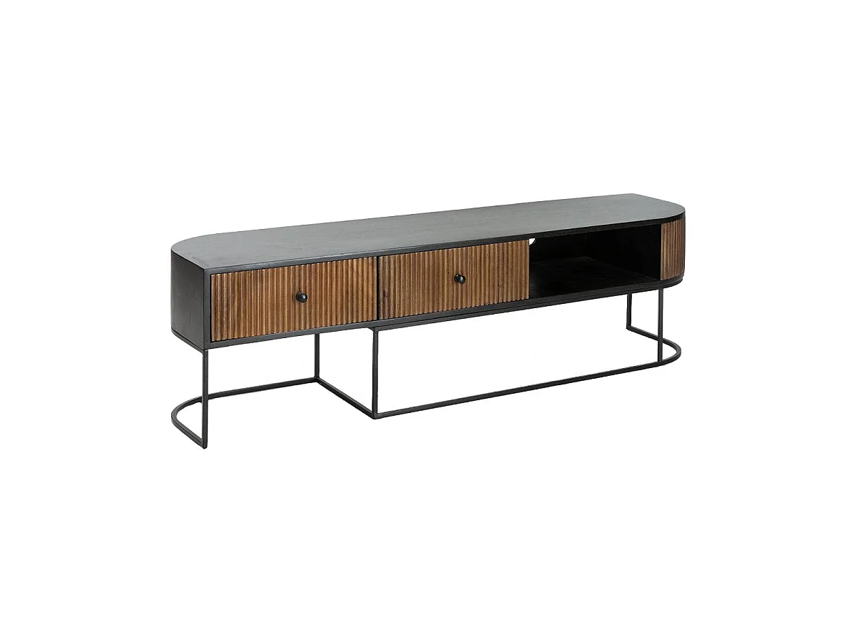 Mueble de TV redondeado de madera de mango con almacenamiento