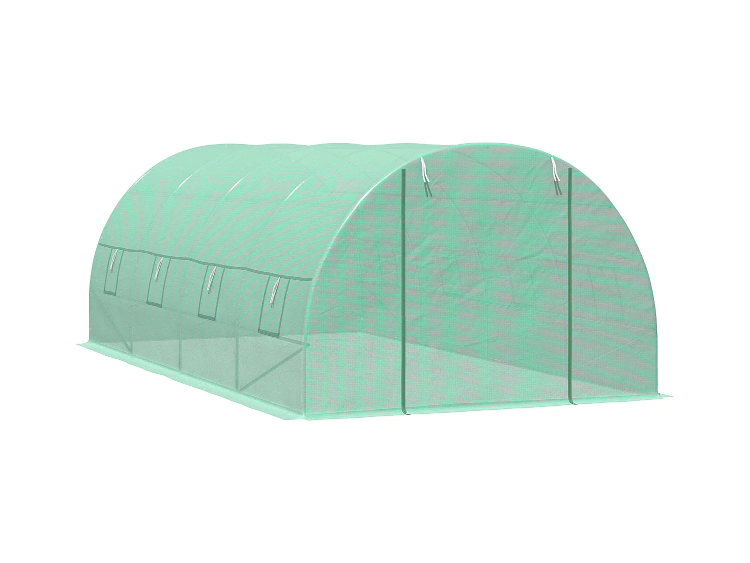 Serre de jardin tunnel 5,9L x 3l x 2H m châssis tubulaire acier galvanisé renforcé 2,5 cm 8 fenêtres 1 porte vert