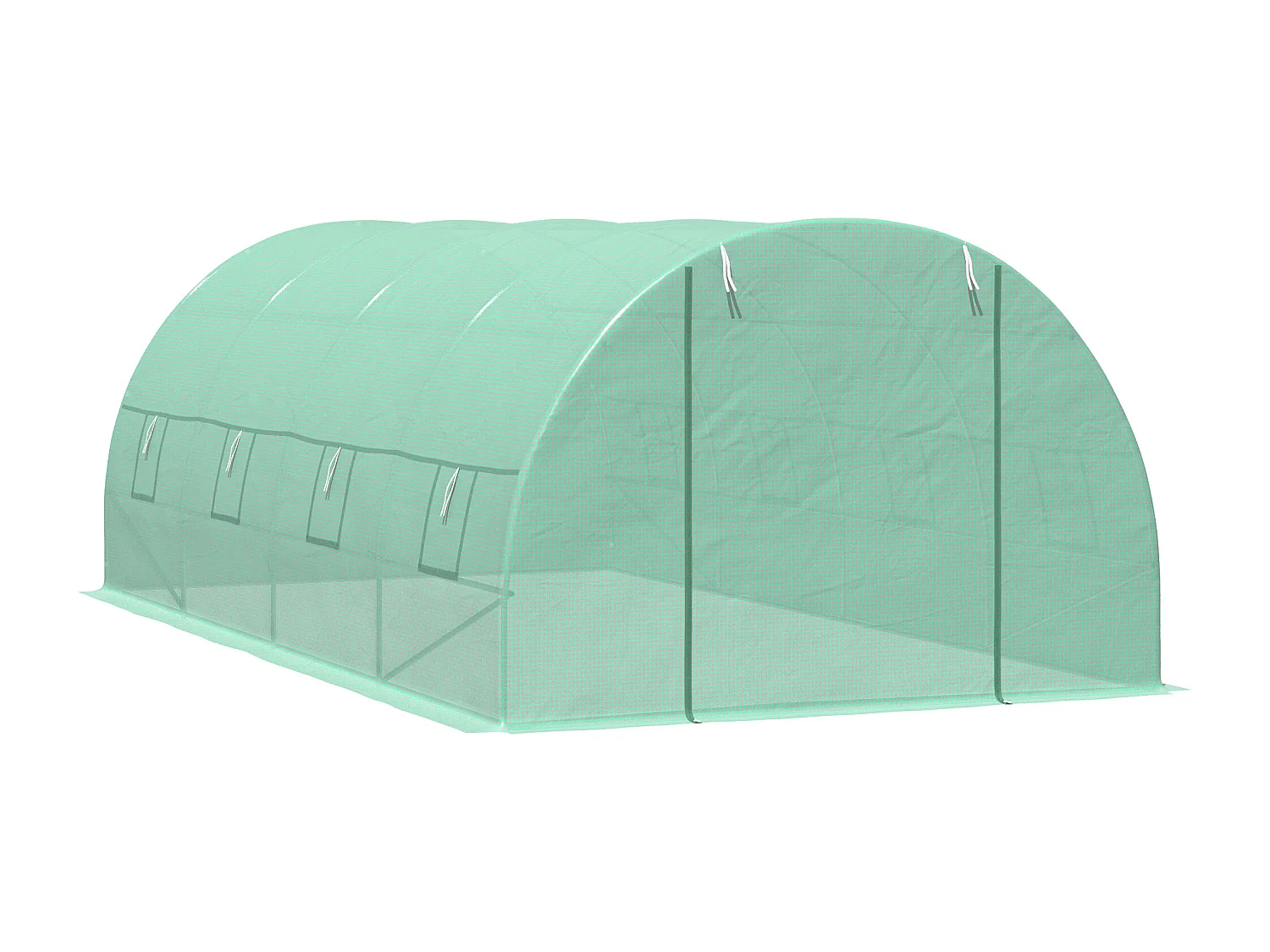 Serre de jardin tunnel 5,9L x 3l x 2H m châssis tubulaire acier galvanisé renforcé 2,5 cm 8 fenêtres 1 porte vert