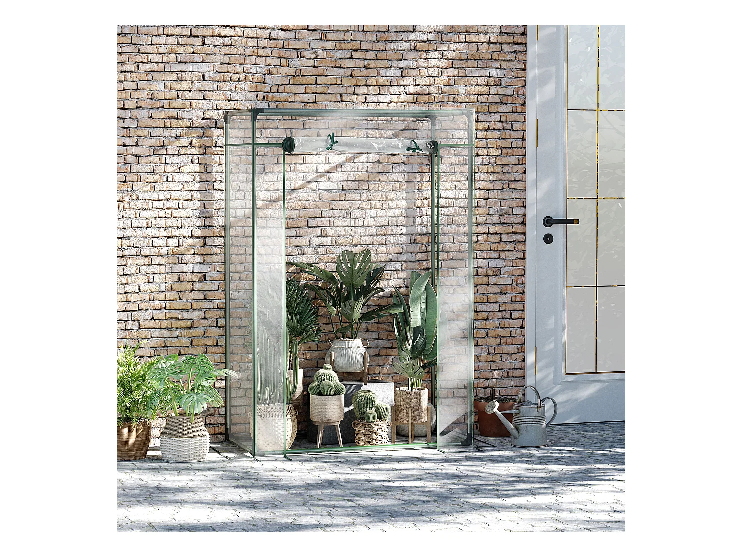 Serre de Jardin serre à tomates 1L x 0,5l x 1,5H m porte zippée déroulante acier thermolaqué PVC haute densité 140 g/m² anti-UV