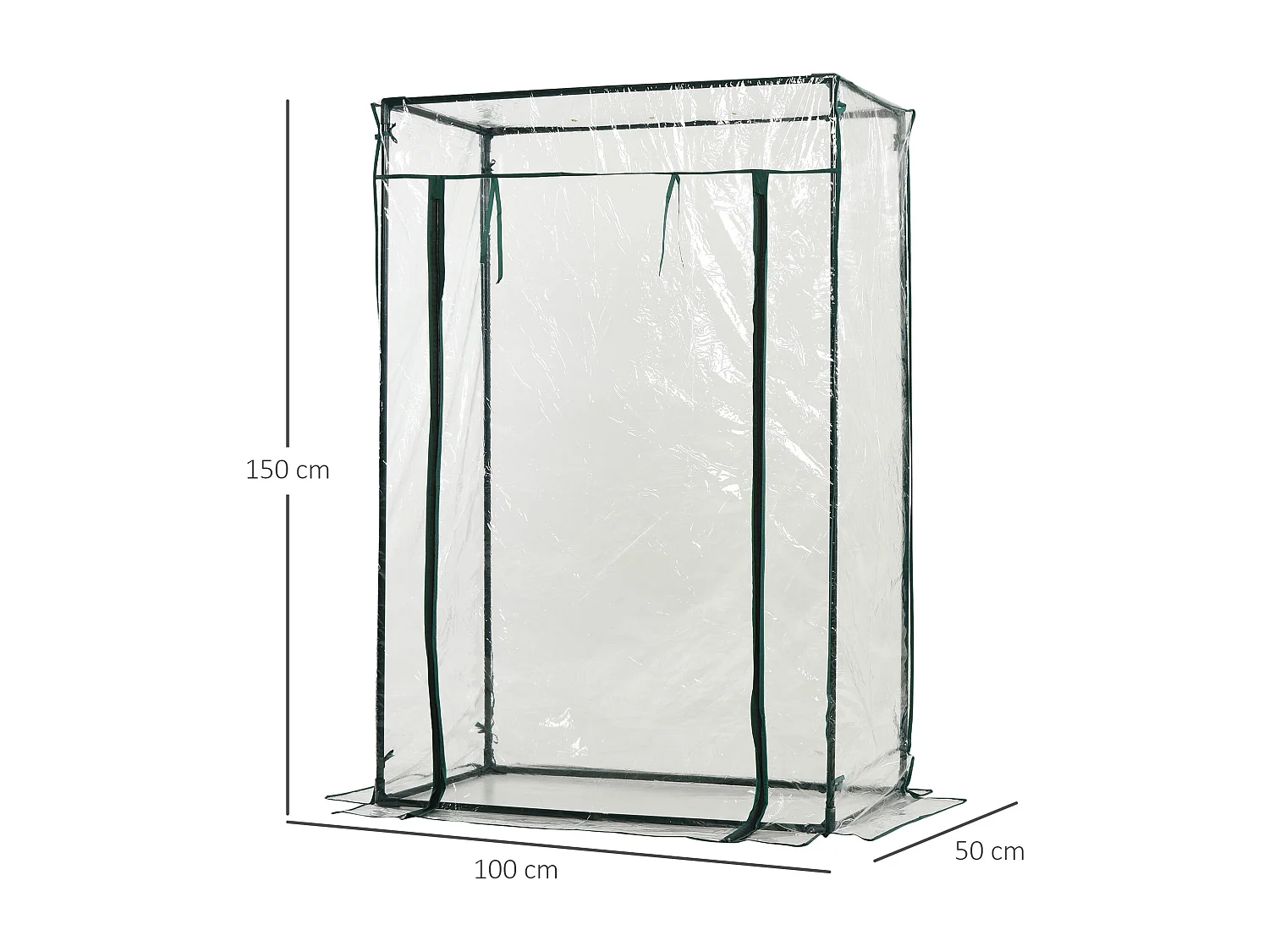 Serre de Jardin serre à tomates 1L x 0,5l x 1,5H m porte zippée déroulante acier thermolaqué PVC haute densité 140 g/m² anti-UV