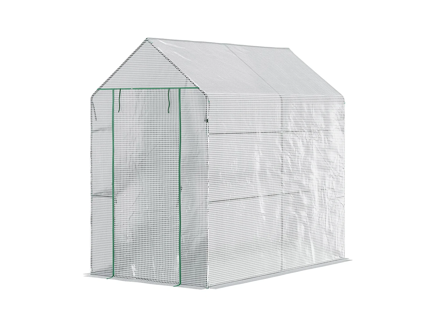 Serre de jardin 2 tablettes dim. 1,86L x 1,2l x 1,9H m porte déroulante acier PE haute densité 140 g/m² transparent blanc