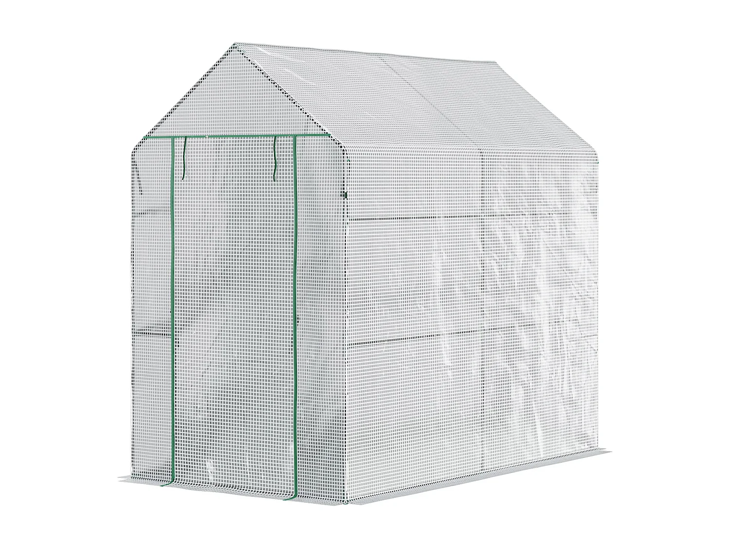 Serre de jardin 2 tablettes dim. 1,86L x 1,2l x 1,9H m porte déroulante acier PE haute densité 140 g/m² transparent blanc