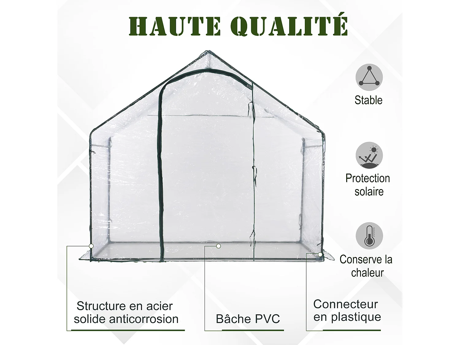 Serre de jardin balcon terrasse serre pour tomates 1,8L x 1l x 1,68H m acier PVC imperméable transparent vert