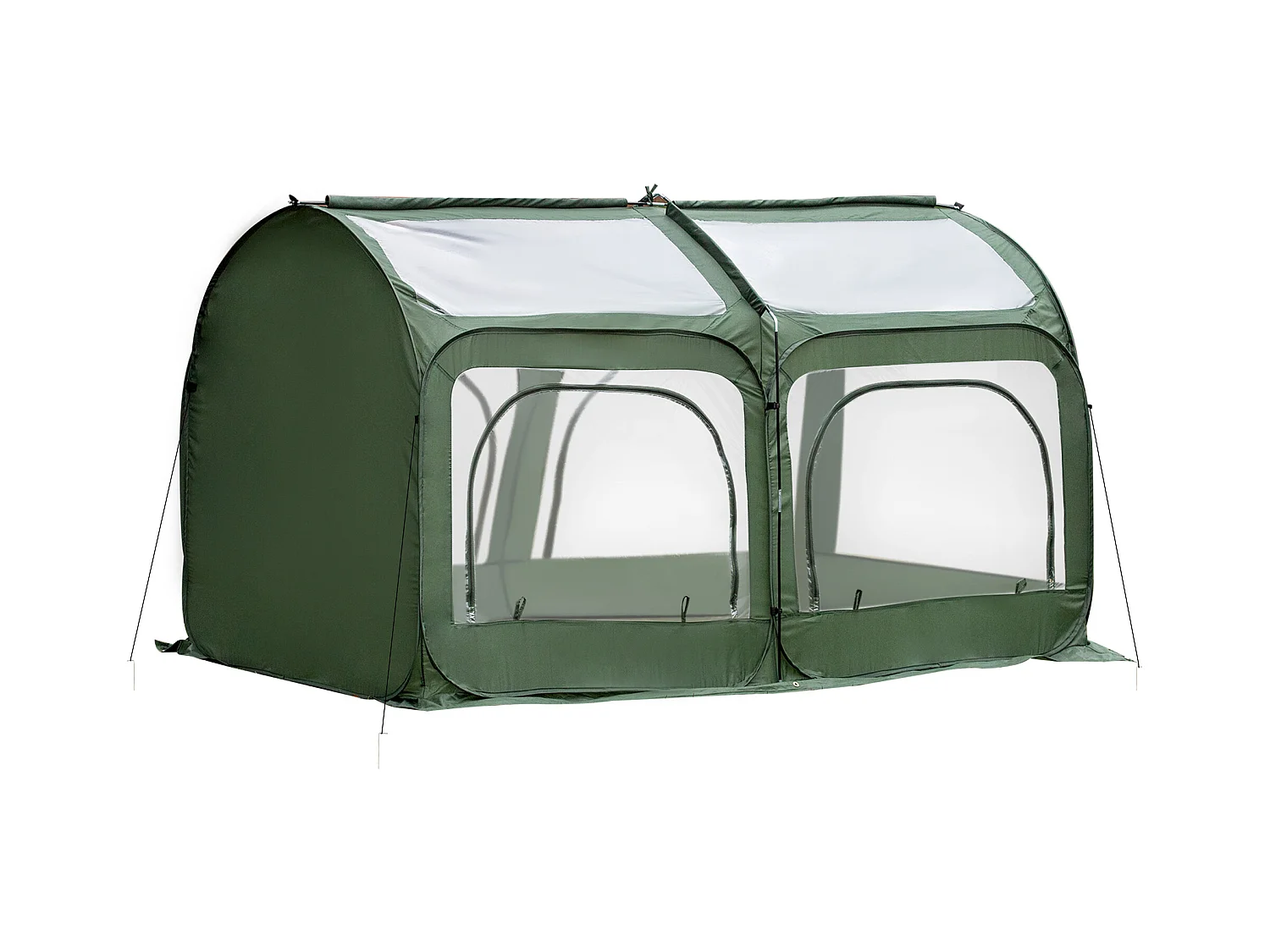 Serre pop-up - serre de jardin pop-up - 4 portes zippées enroulables - dim. 2,5L x 1,25l x 1,35H m - sac transport inclus - PVC vert