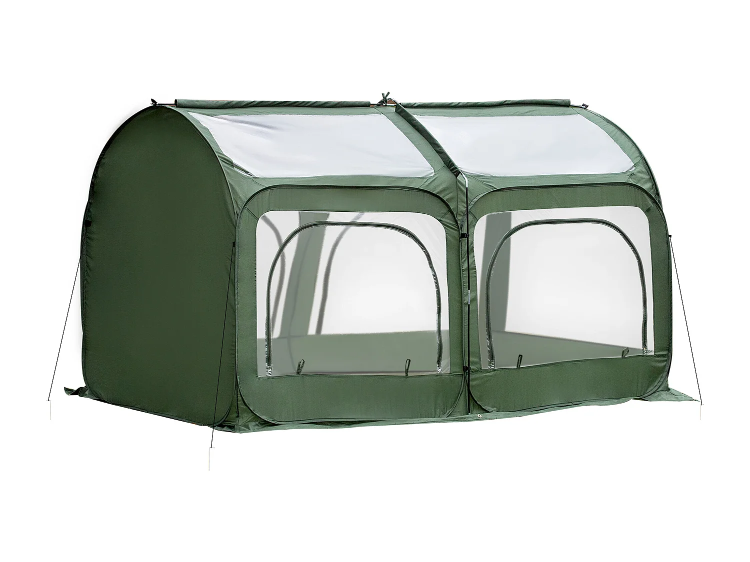 Serre pop-up - serre de jardin pop-up - 4 portes zippées enroulables - dim. 2,5L x 1,25l x 1,35H m - sac transport inclus - PVC vert