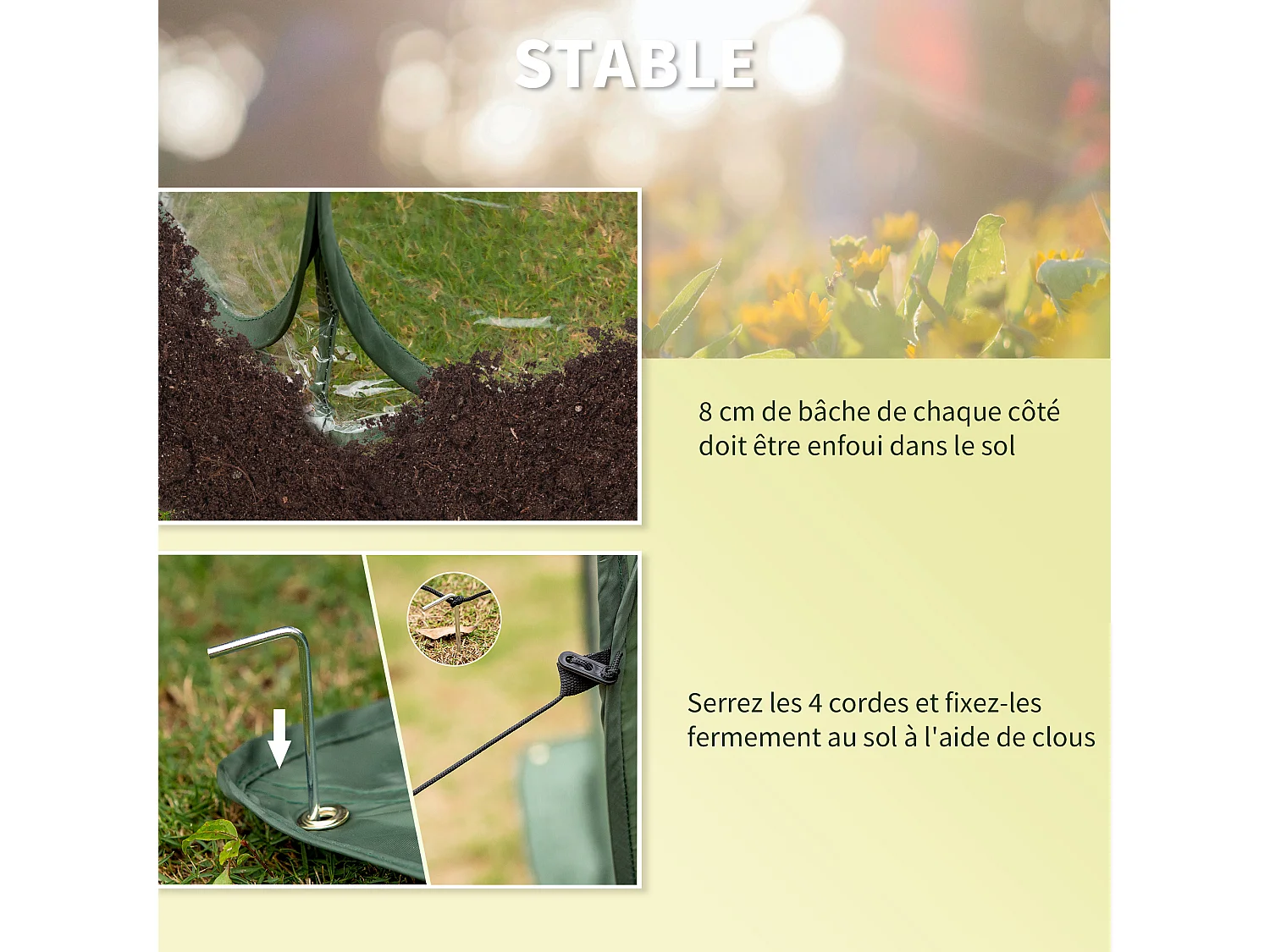 Serre pop-up - serre de jardin pop-up - 4 portes zippées enroulables - dim. 2,5L x 1,25l x 1,35H m - sac transport inclus - PVC vert