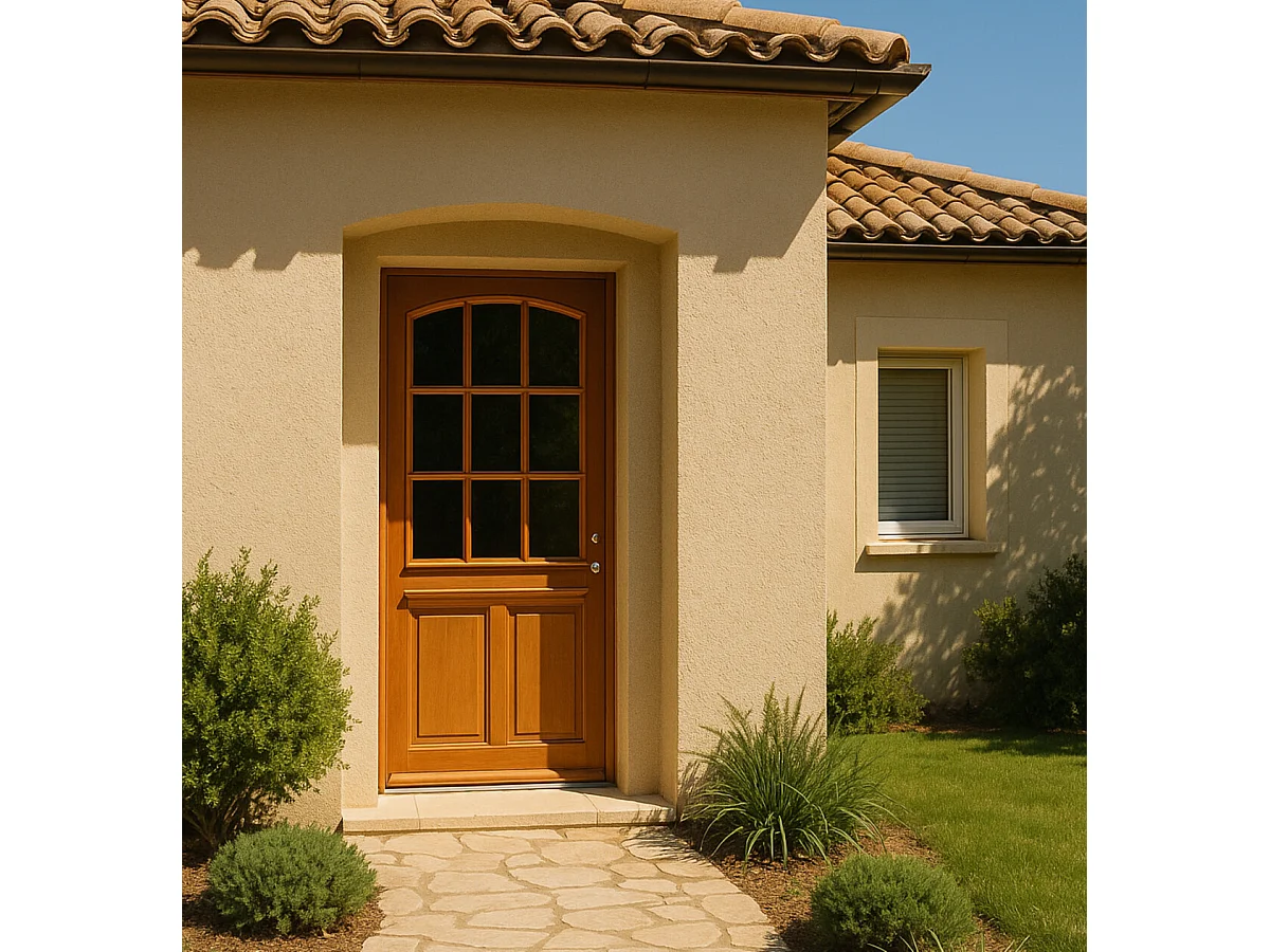 Porte D'entrée Bois Vitrée Agatha, H.215xl.90 Côte Tableau P.gauche Gd Menuiseries