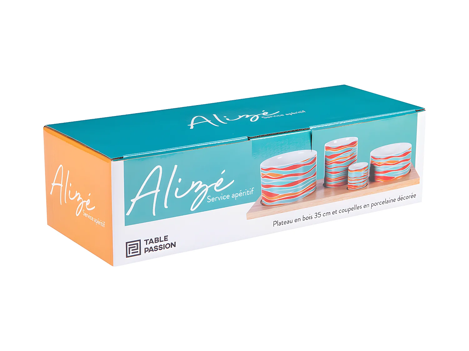 Service apéritif 4 pièces rectangulaire Alizé