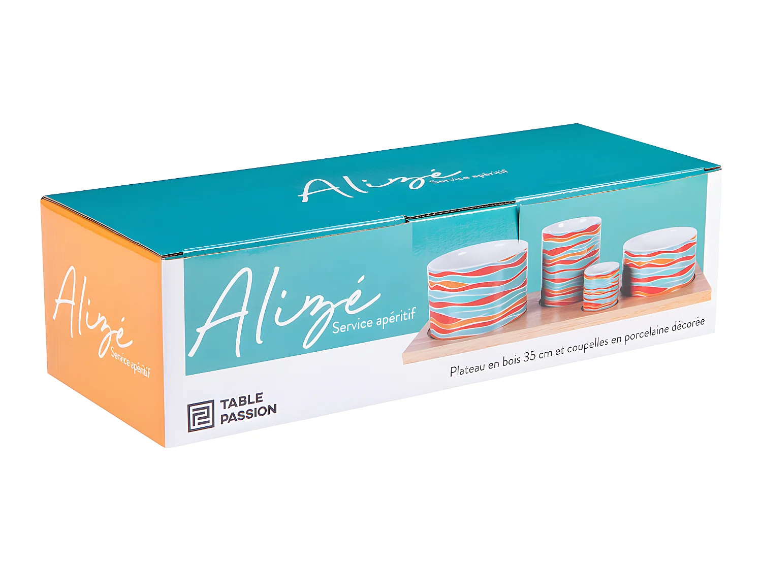 Service apéritif 4 pièces rectangulaire Alizé