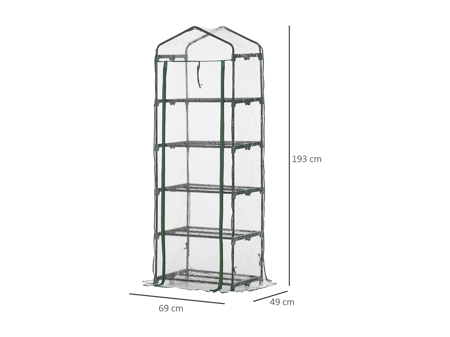 Serre de jardin balcon étagère serre 5 niveaux 0,69L x 0,49l x 1,93H m acier galvanisé bâche amovible PVC vert