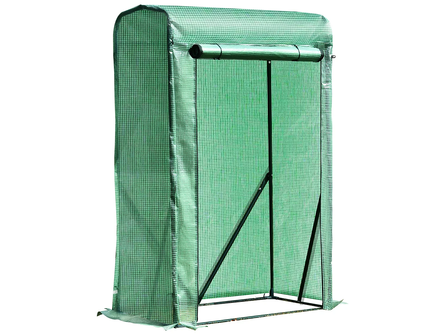 Serre de jardin serre à tomates anti-UV dim. 100L x 50l x 150H cm porte zipée déroulante acier PE vert