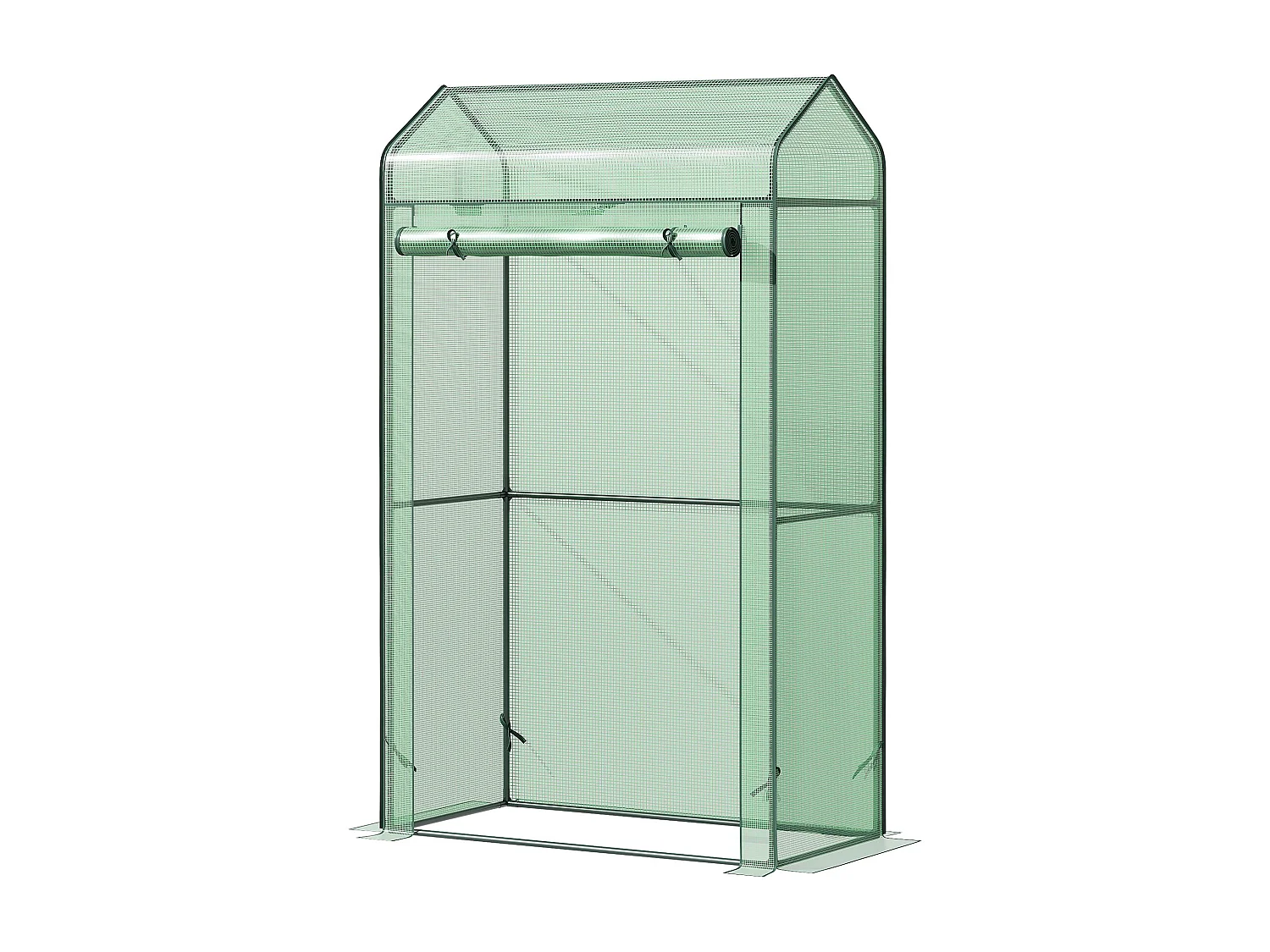 Serre de jardin serre à tomates anti-UV dim. 100L x 51l x 170H cm porte zipée déroulante métal thermolaqué PE vert