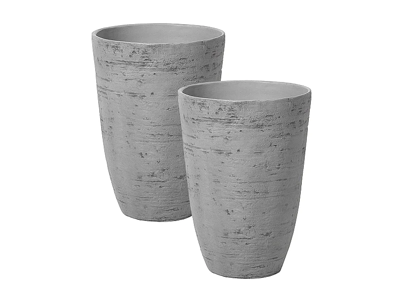 Set di 2 vasi per piante CAMIA Pietra 35 cm Grigio