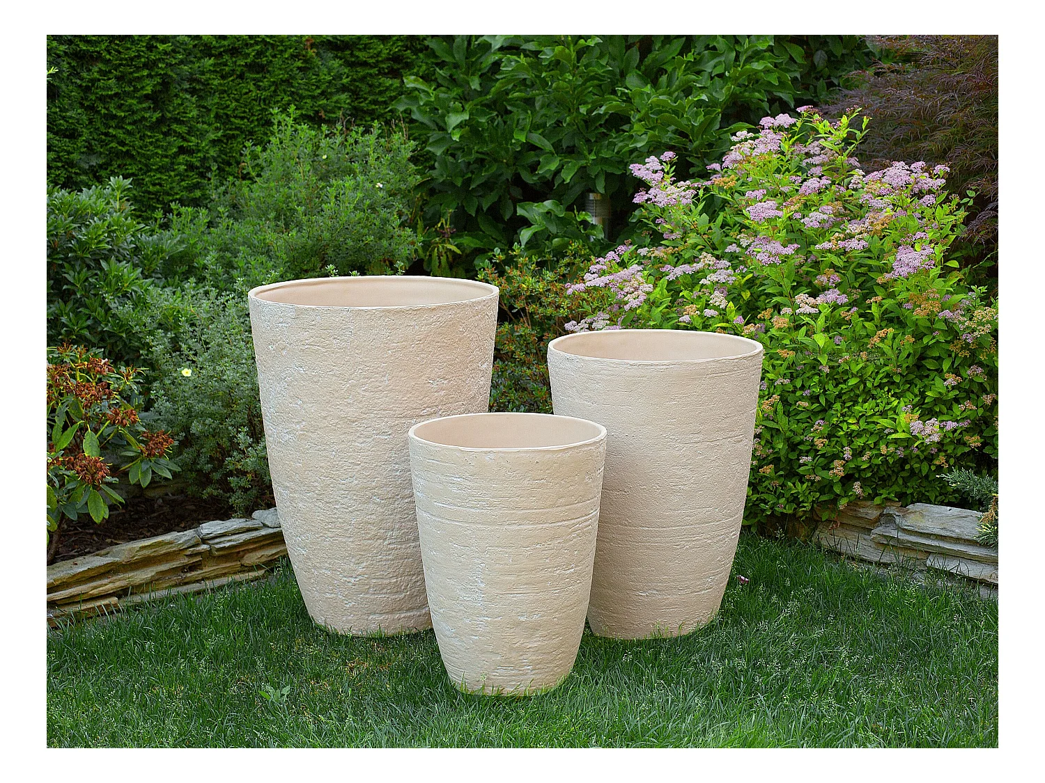 Set van 2 bloempotten CAMIA Steen 51 cm Beige