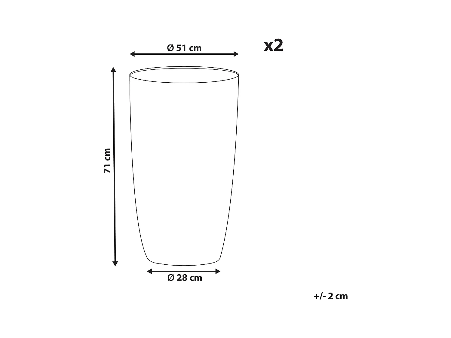 Blumentopf 2er Set Steingemisch / Glasfaser grau 51x51x71 cm rund Modern Camia