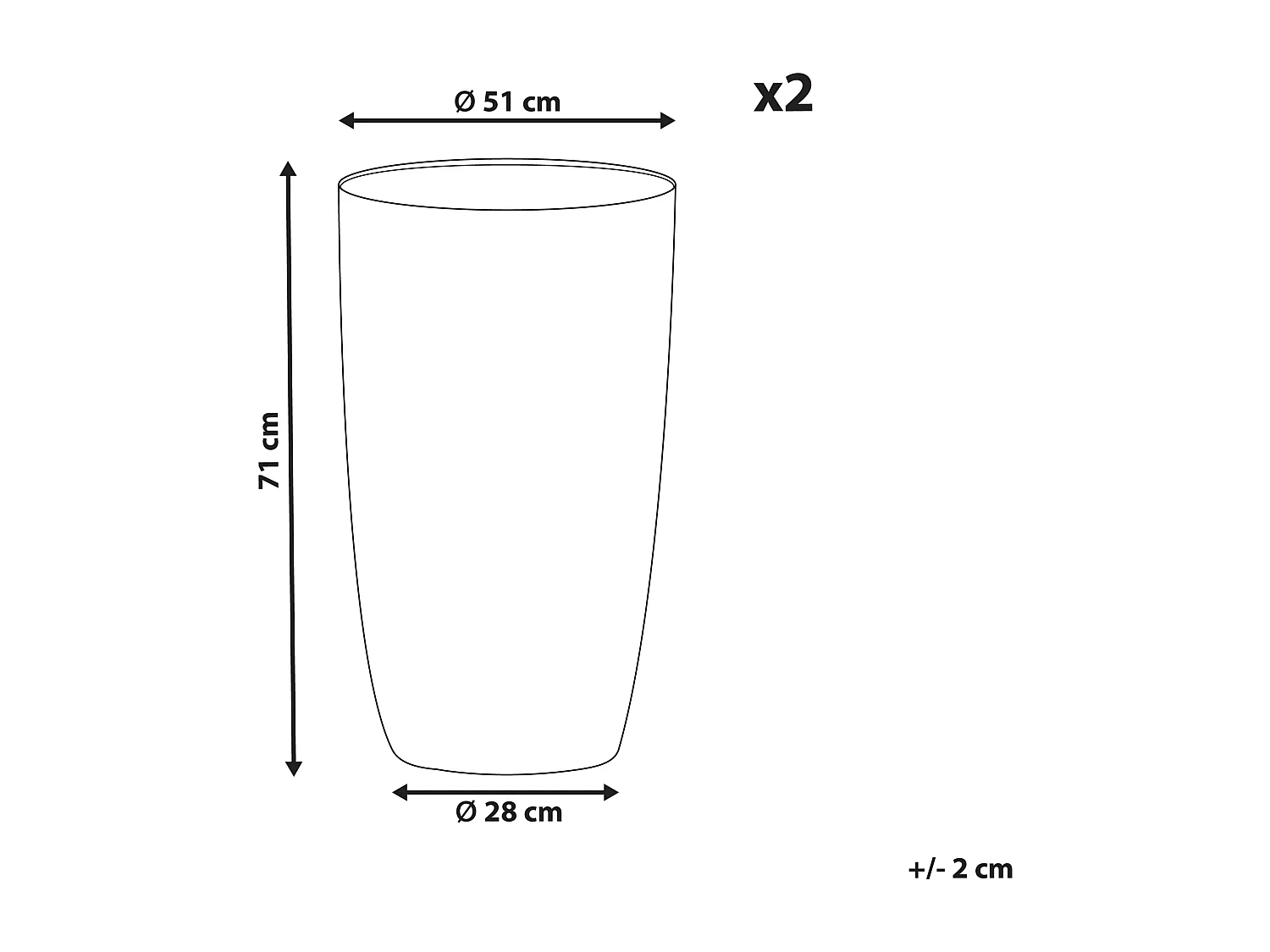 Set van 2 bloempotten CAMIA Steen 51 cm Grijs