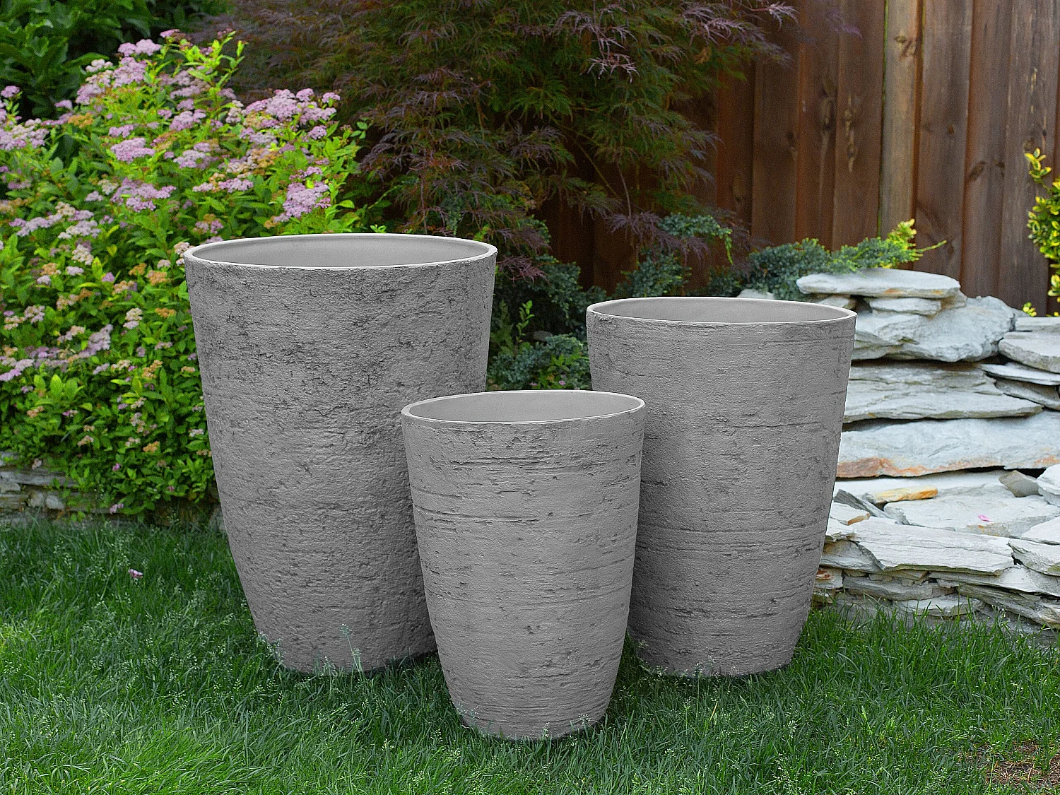 Lot de 2 pots de fleurs CAMIA 43 cm Gris