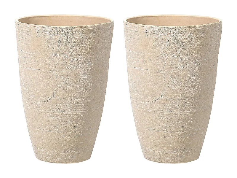 Lot de 2 pots de fleurs CAMIA 43 cm Beige