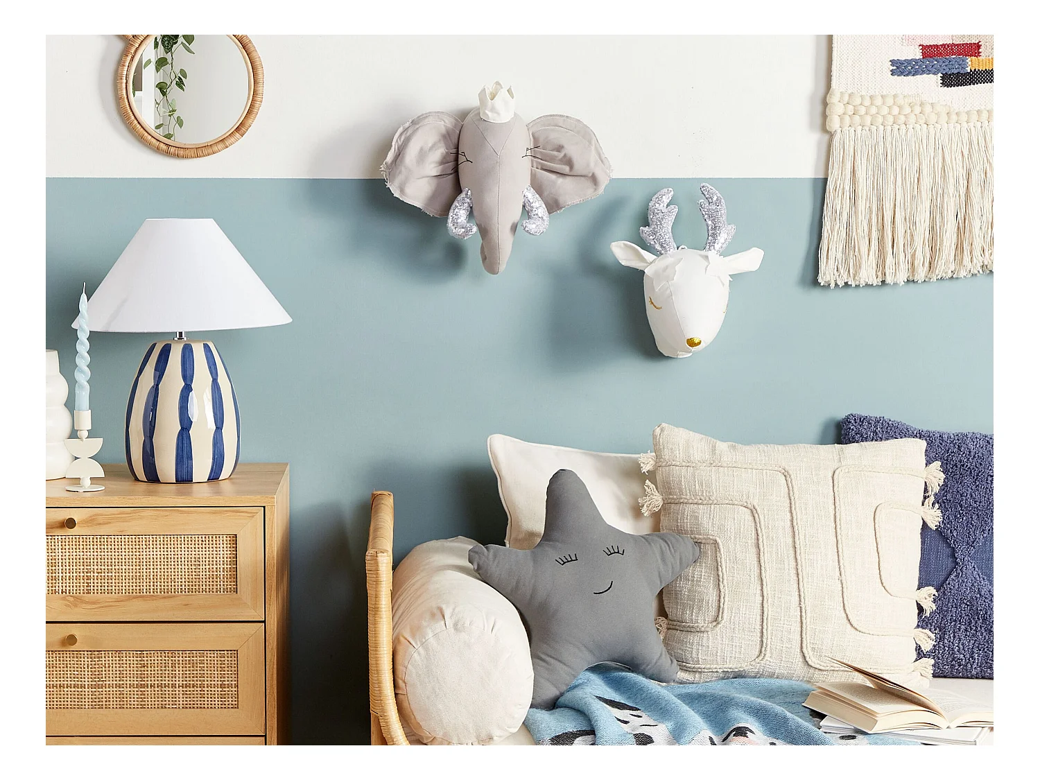 Decorazioni da Parete Cameretta capriolo SUZY Cotone 29 cm Bianco