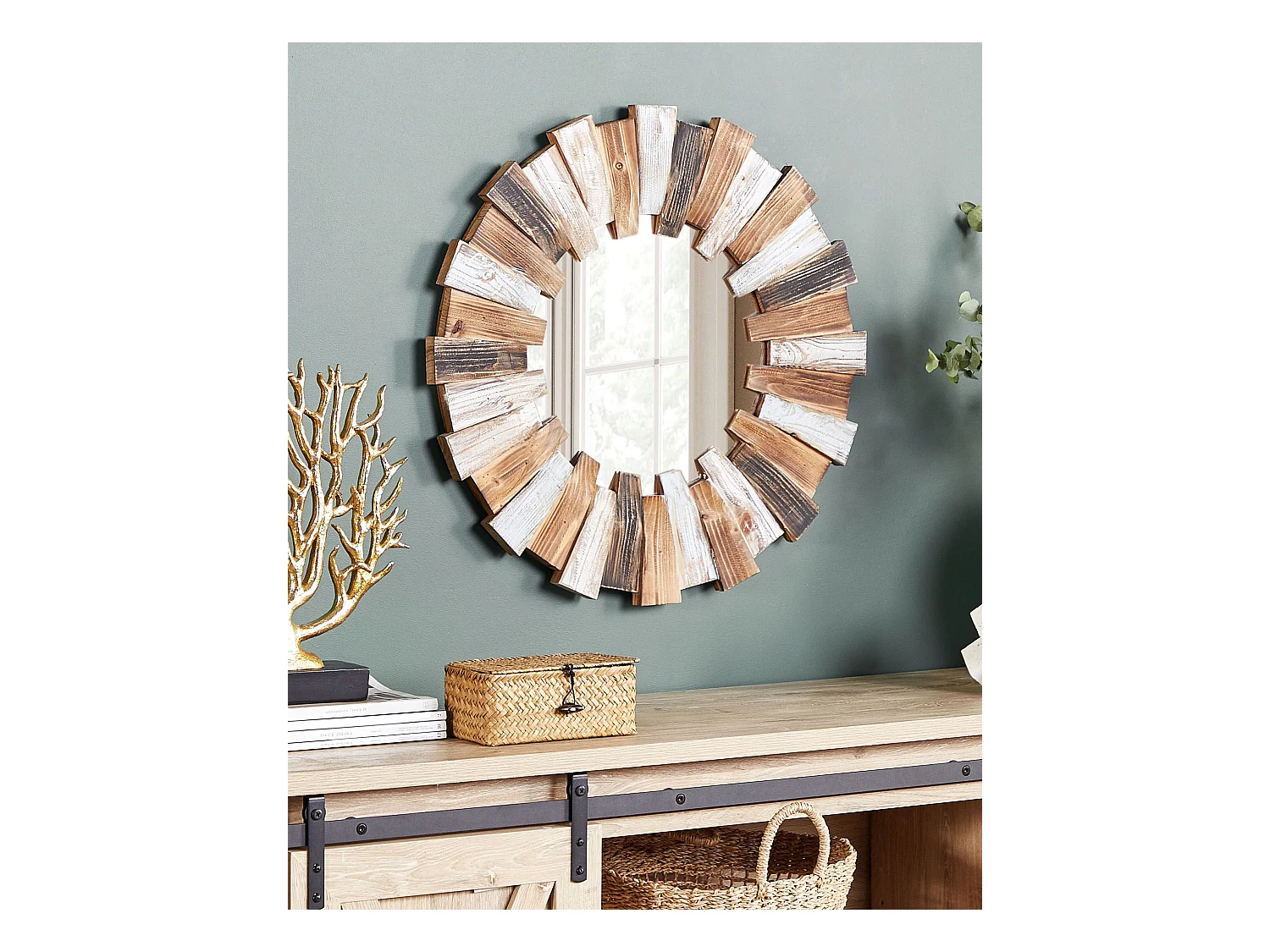 Lustro ścienne ECATEPEC 66 cm 66 cm Brązowy