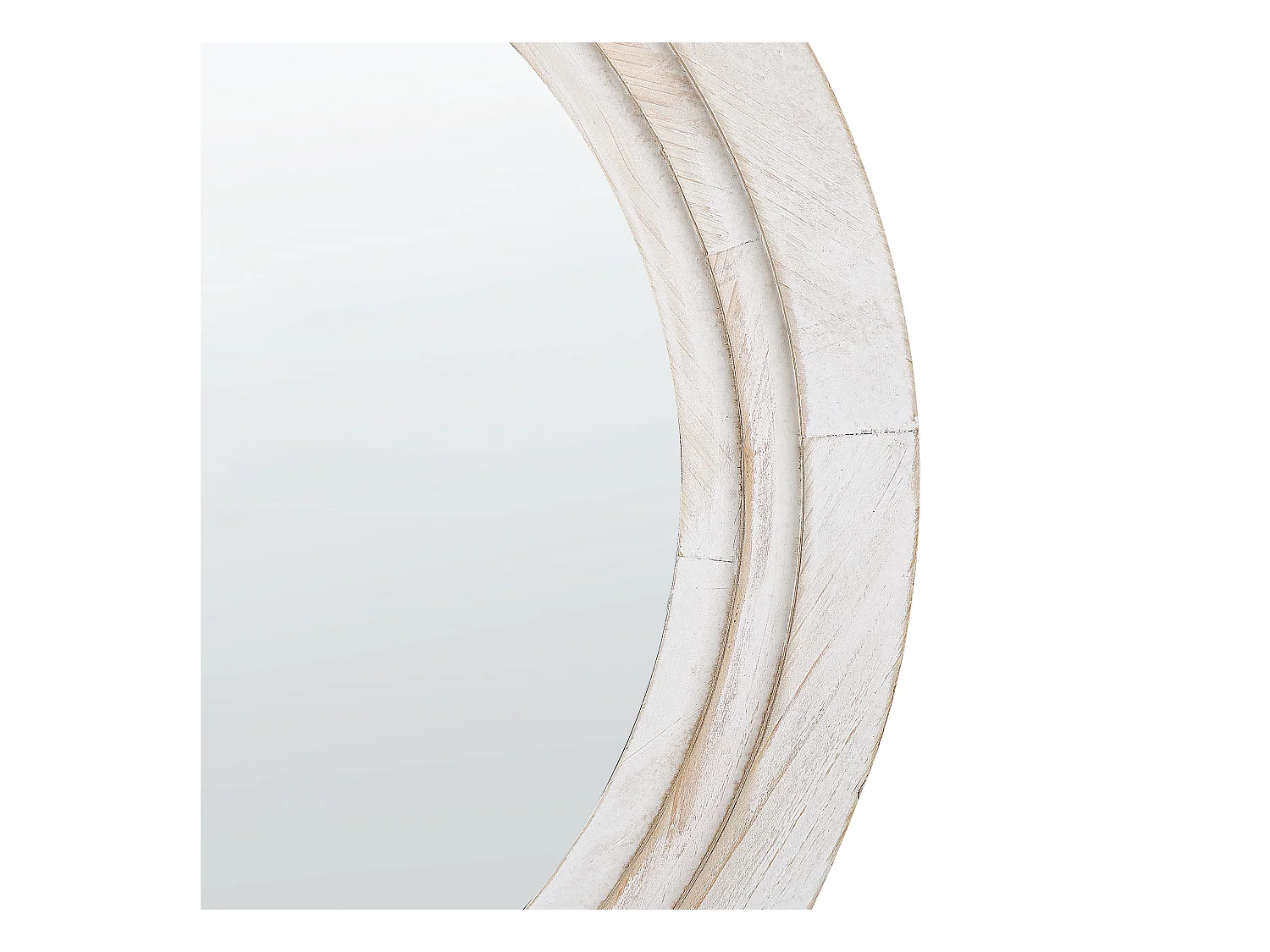 Wandspiegel mit Rahmen weiß rund 60 cm Antik-Optik handgefertigt Skandi Delicias