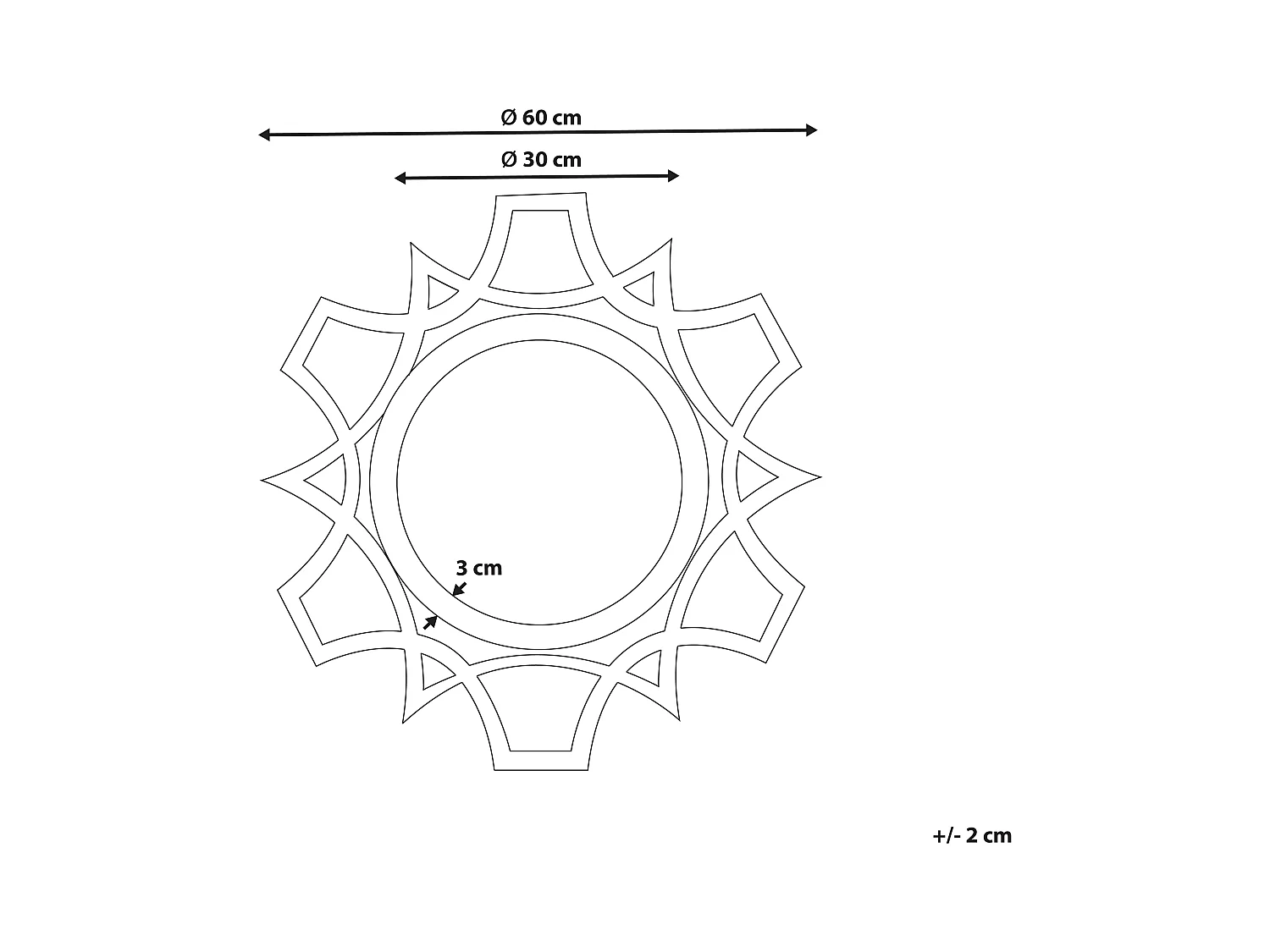 Espejo ZAPOPAN 60 cm 60 cm Marrón claro