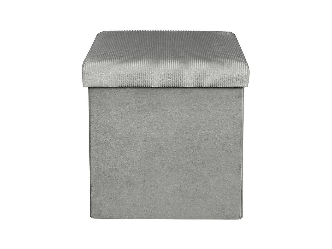 ALESSIA - Pouf Coffre Carré Velours Côtelé Gris