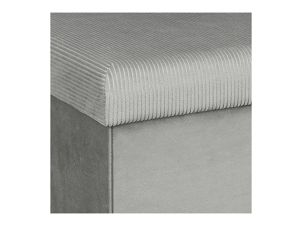 ALESSIA - Pouf Coffre Carré Velours Côtelé Gris
