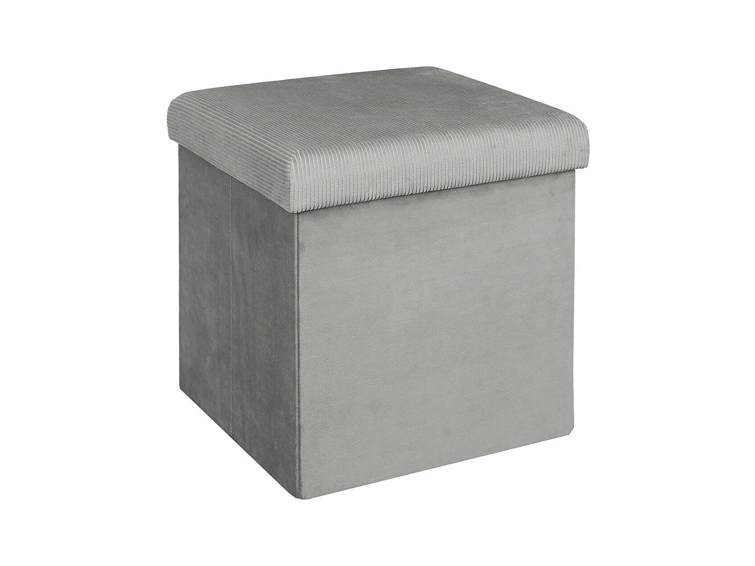 ALESSIA - Pouf Coffre Carré Velours Côtelé Gris