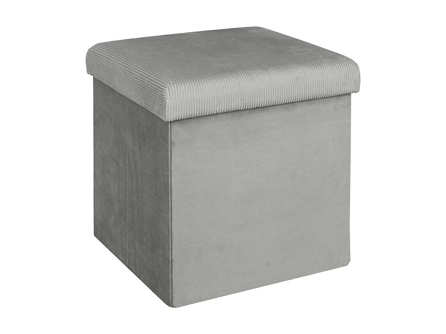 ALESSIA - Pouf Coffre Carré Velours Côtelé Gris