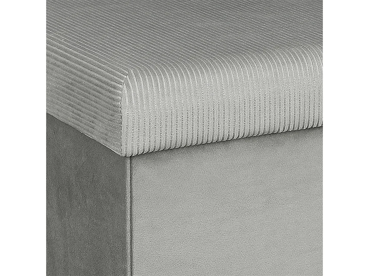 ALESSIA - Pouf Coffre Carré Velours Côtelé Gris