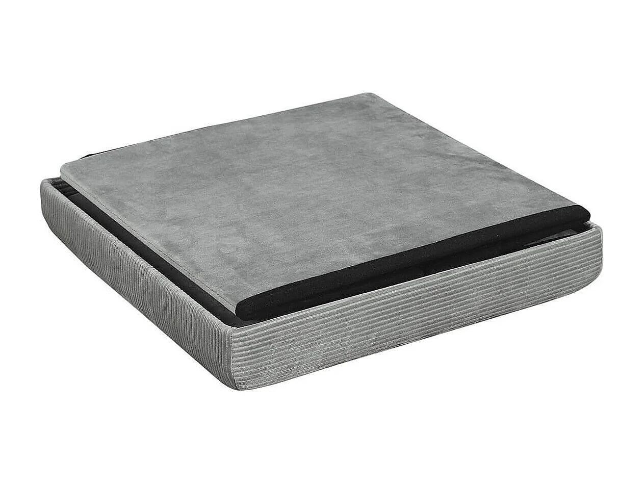 ALESSIA - Pouf Coffre Carré Velours Côtelé Gris