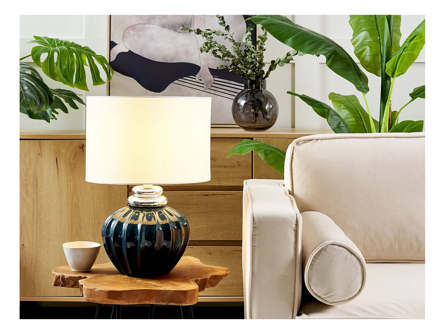 Lampe à poser NERIS Céramique Bleu foncé