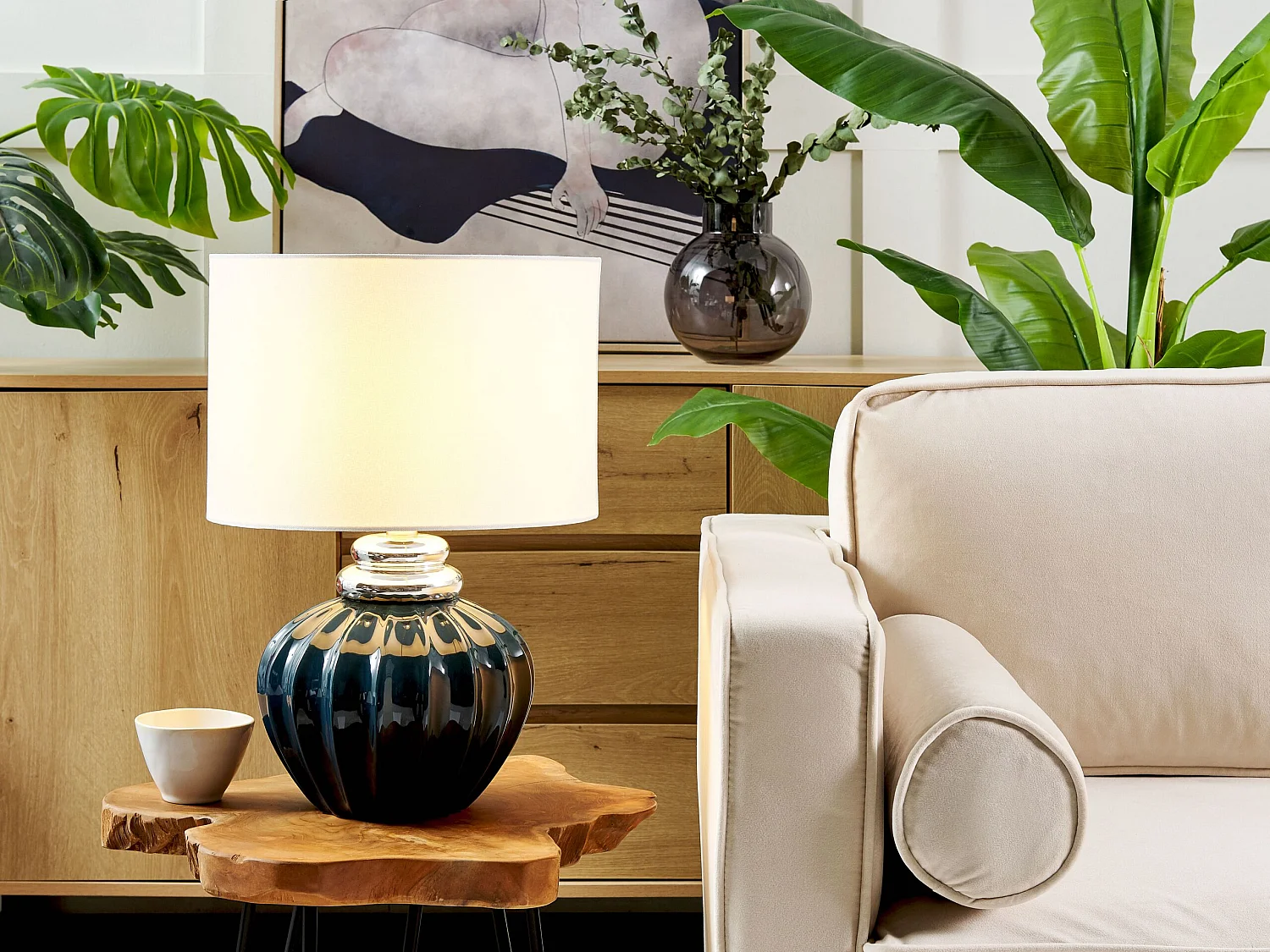 Lampe à poser NERIS Céramique Bleu foncé