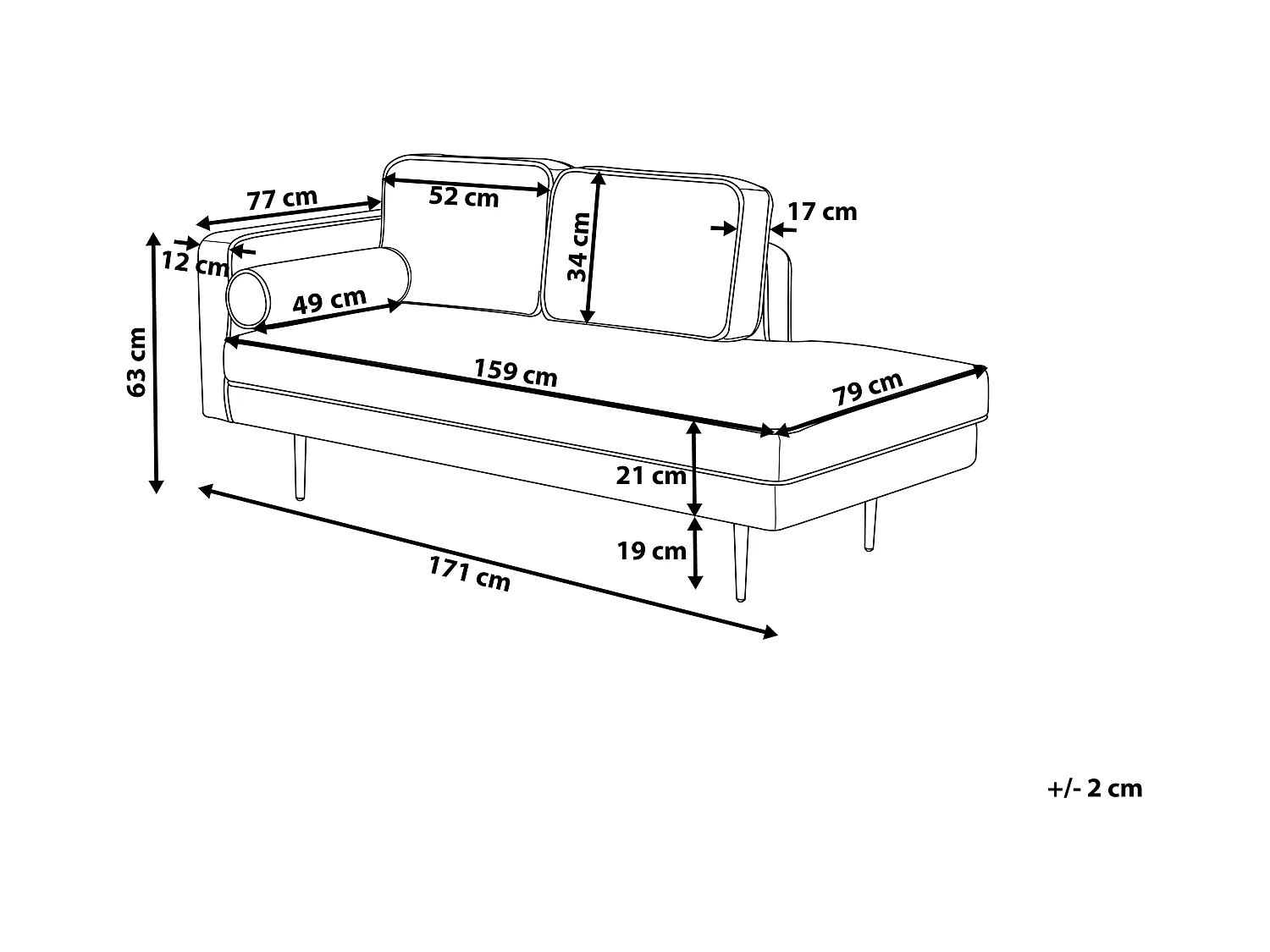 Linkszijdige chaise longue MIRAMAS Fluweel Beige