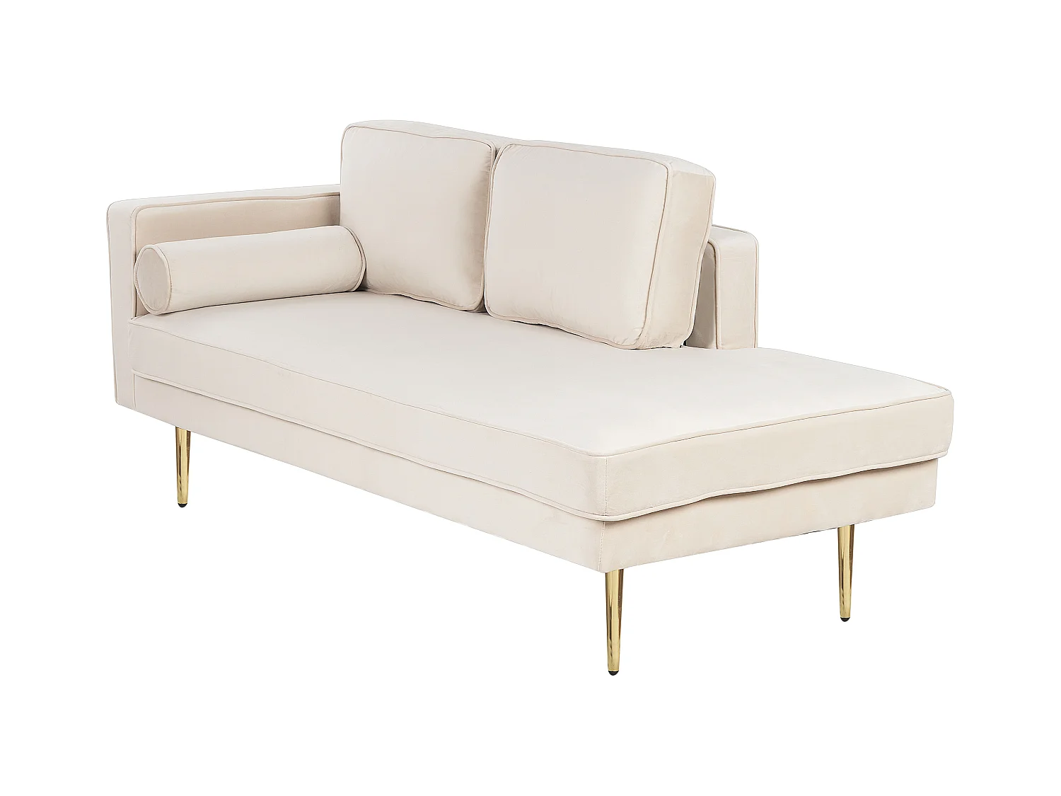 Linkszijdige chaise longue MIRAMAS Fluweel Beige